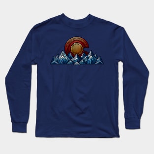 Colorado Flag Mountains Geometric Design Long Sleeve T-Shirt